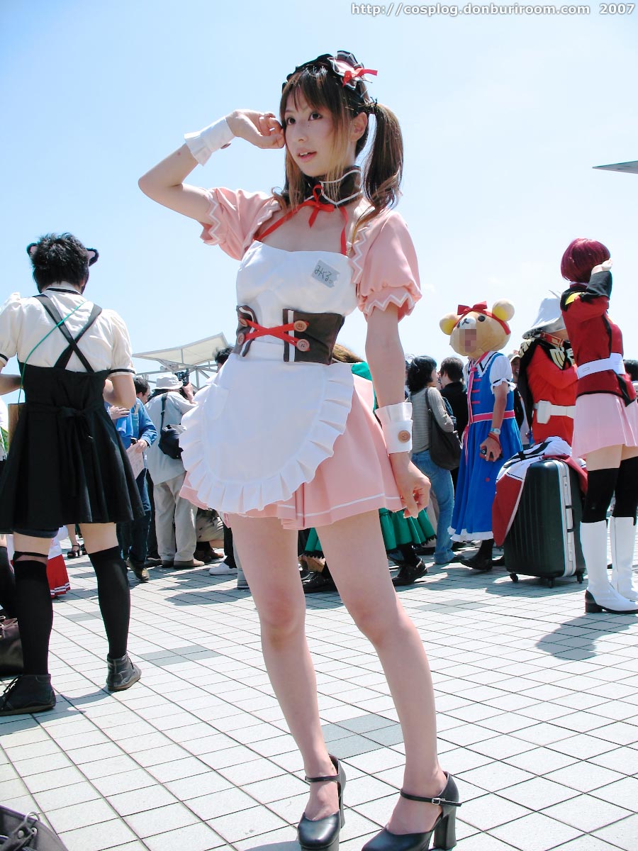 asahina mikuru, sakurai minami, suzumiya haruhi no yuuutsu, highres, photo (medium), apron, cosplay, waitress, waitress uniform