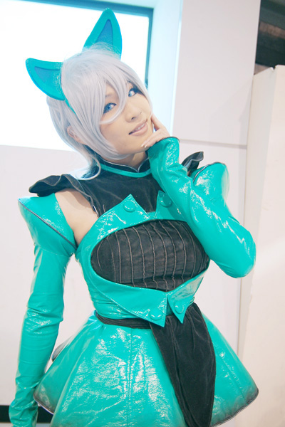 kirasaki sai, kobayakawa saiko (model), bome collection, silver hair, photo (medium), animal ears, cat ears, cosplay