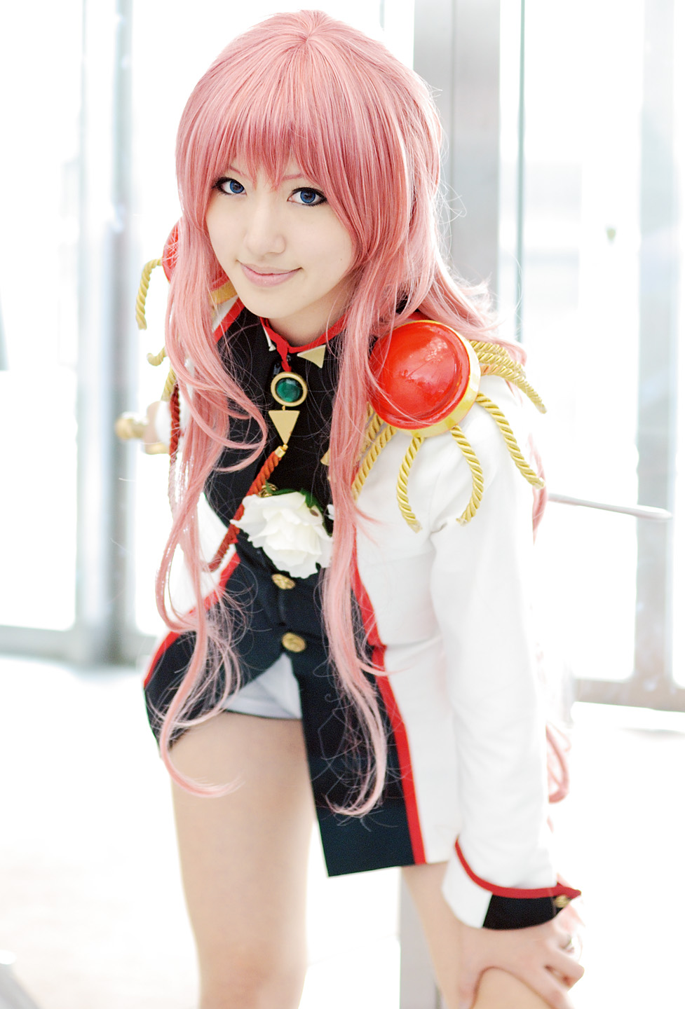 saya (cosplayer), tenjou utena, shoujo kakumei utena, highres, photo (medium), cosplay, pink hair, sword, weapon