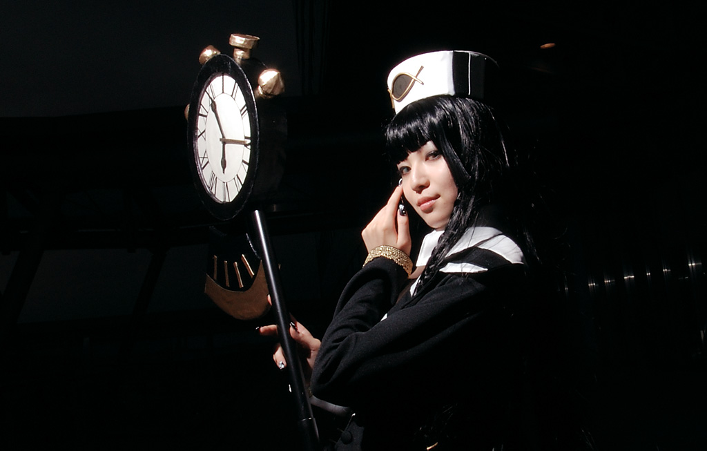 aida yukiko, trickster (ntreev soft), photo (medium), tagme, clock, cosplay, eclipse, scythe