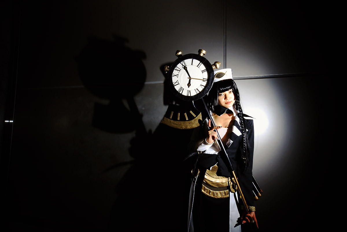 aida yukiko, trickster (ntreev soft), photo (medium), tagme, clock, cosplay, eclipse, scythe