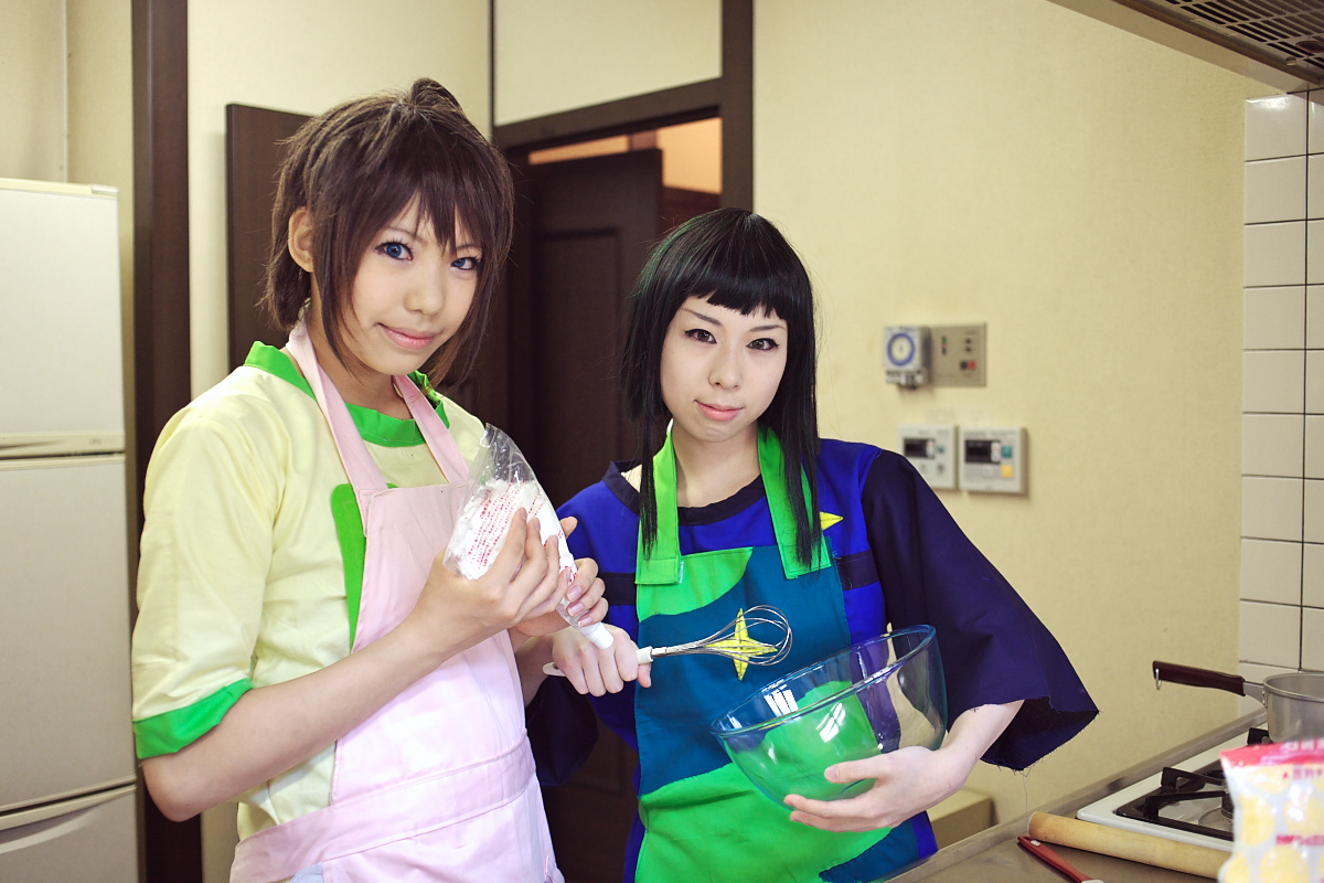 okuzaki akira, tokiha takumi, my-hime, model request, photo (medium), apron, cosplay, mixing bowl