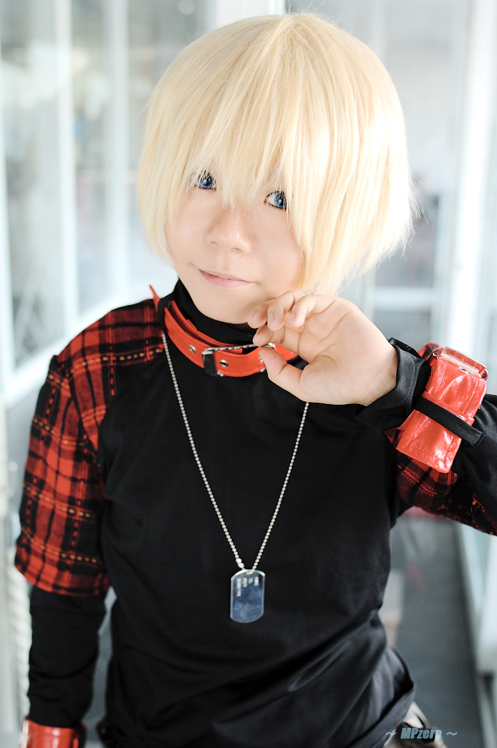 rin (character), togainu no chi, photo (medium), belt, blonde hair, cosplay, minase risa, shorts