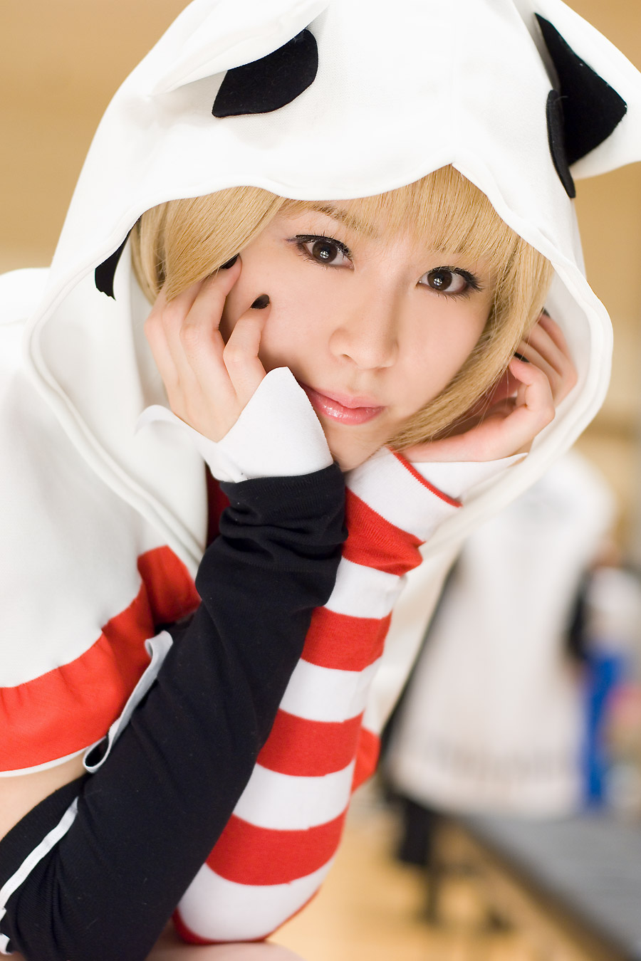 real life, artist request, character request, highres, photo (medium), source request, 1girl, blurry, blurry background, cosplay, kikiwan, solo focus