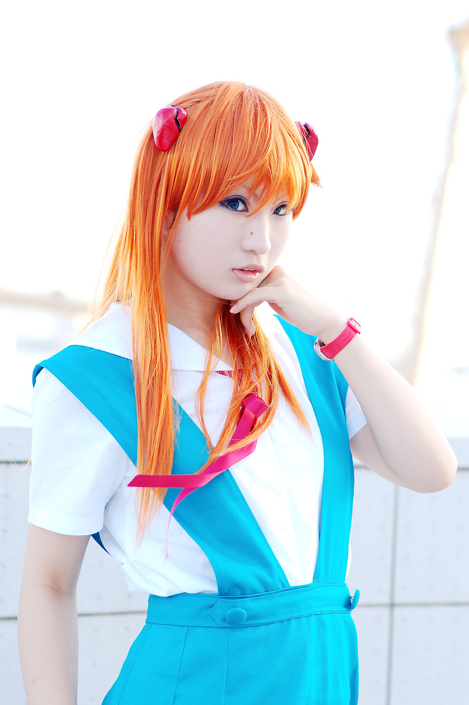 raiko, neon genesis evangelion, highres, photo (medium), cosplay, red hair, sailor, school uniform, serafuku, souryuu asuka langley (cosplay), twintails