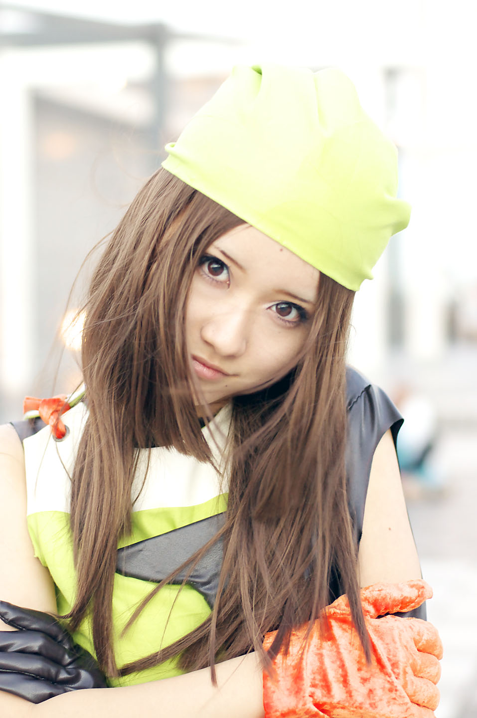 maeda matsu, riyo (cosplayer), sengoku basara, highres, photo (medium), cosplay, headscarf, naginata, polearm, weapon