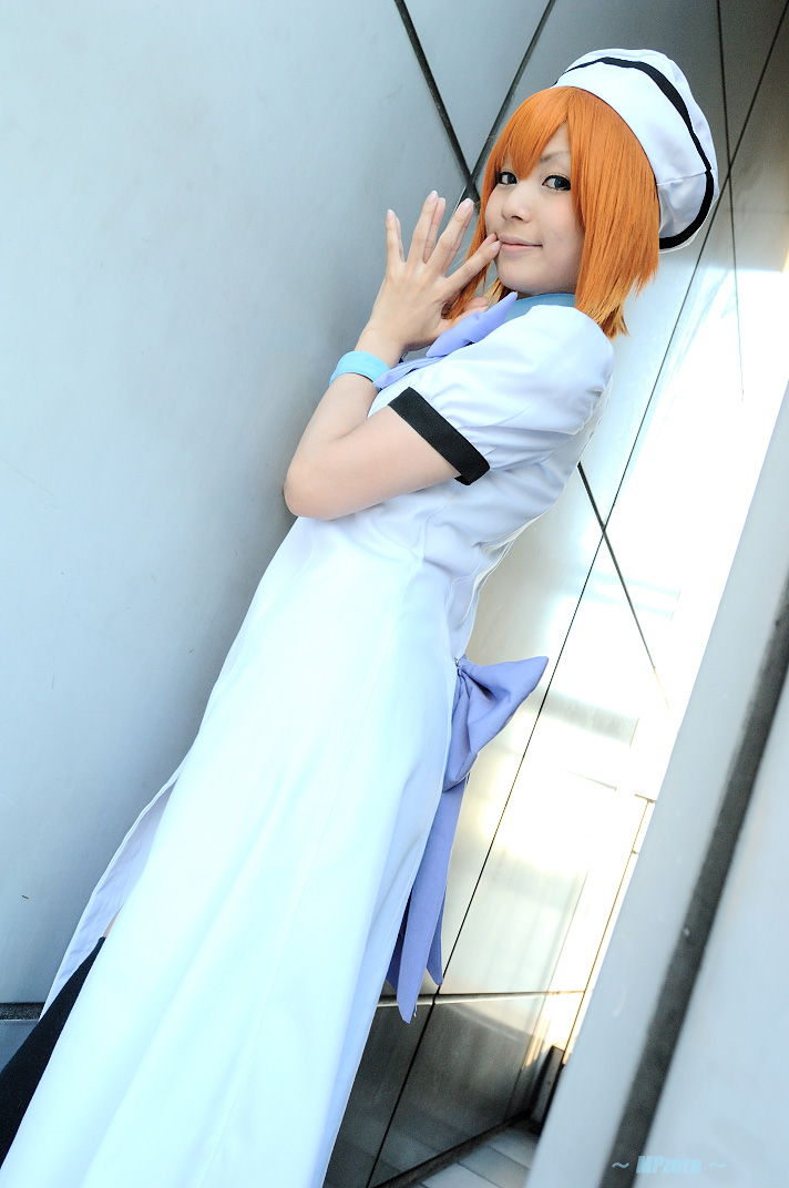 nagicha (model), ryuuguu rena, higurashi no naku koro ni, photo (medium), cosplay, hat, orange hair, sailor hat