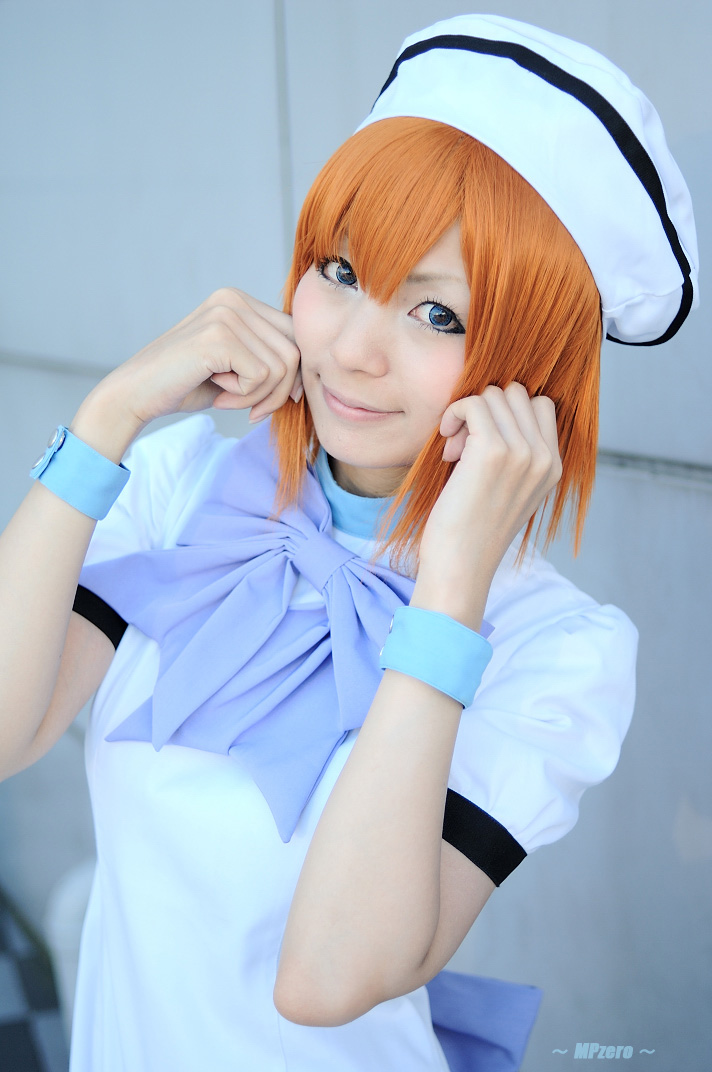 nagicha (model), ryuuguu rena, higurashi no naku koro ni, photo (medium), cosplay, hat, orange hair, sailor hat