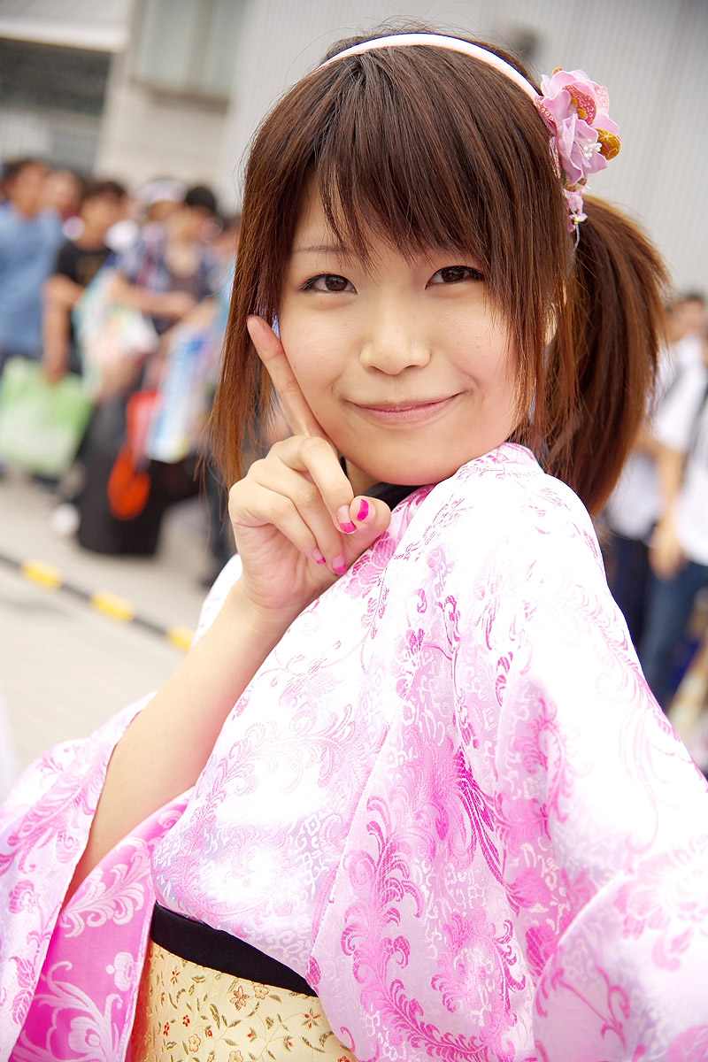 mosan, character request, highres, photo (medium), source request, cosplay, hairband, japanese clothes, kimono, yukata