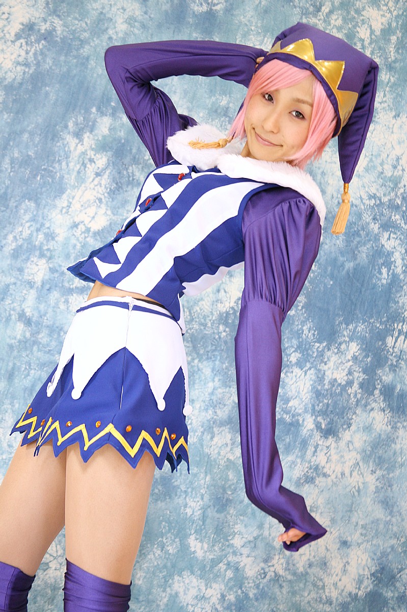 tora (model), pachi-slot sengen rio de carnival, highres, photo (medium), cosplay, pink hair, thighhighs