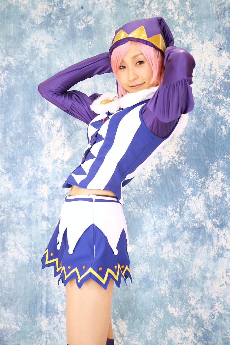 tora (model), pachi-slot sengen rio de carnival, highres, photo (medium), cosplay, pink hair, thighhighs
