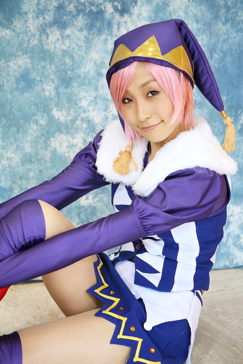 tora (model), pachi-slot sengen rio de carnival, highres, photo (medium), cosplay, pink hair, thighhighs