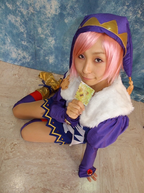 tora (model), pachi-slot sengen rio de carnival, photo (medium), card, cosplay, pink hair, thighhighs
