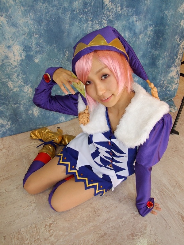 tora (model), pachi-slot sengen rio de carnival, photo (medium), card, cosplay, pink hair, thighhighs
