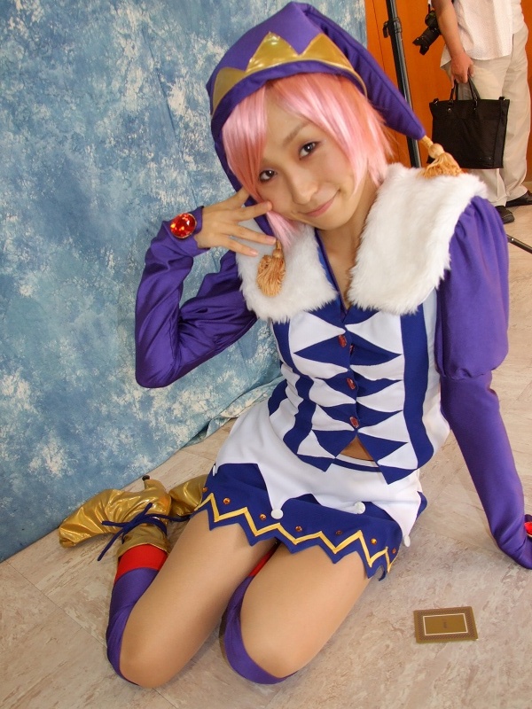 tora (model), pachi-slot sengen rio de carnival, photo (medium), card, cosplay, pink hair, thighhighs