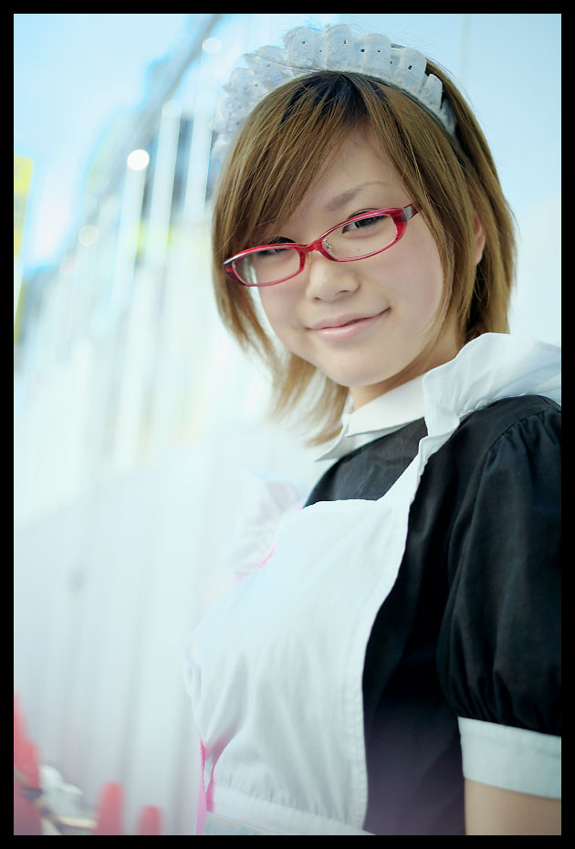 rumi (model), photo (medium), apron, cosplay, glasses, maid, maid apron