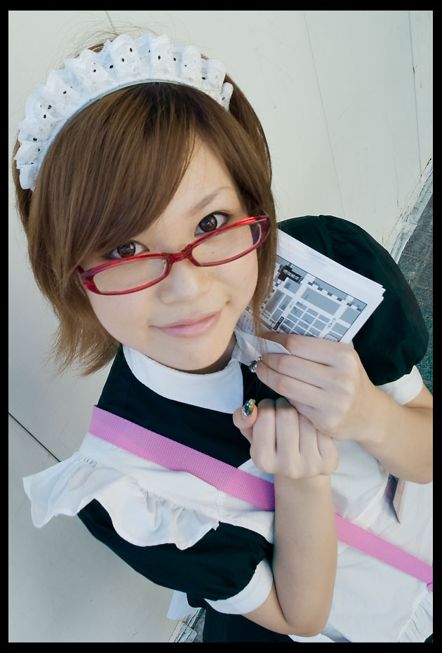 rumi (model), photo (medium), apron, cosplay, glasses, maid, maid apron