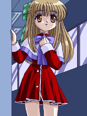 masakichi (crossroad), kurata sayuri, kanon, lowres, 1girl, female focus, oekaki, red skirt, school uniform, serafuku, skirt, solo