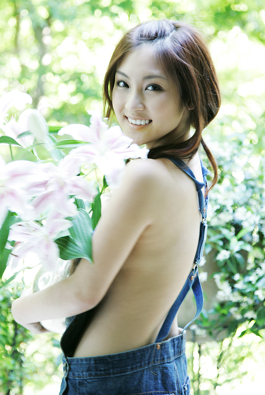 tatsumi natsuko, highres, photo (medium), tagme, no shirt, overalls
