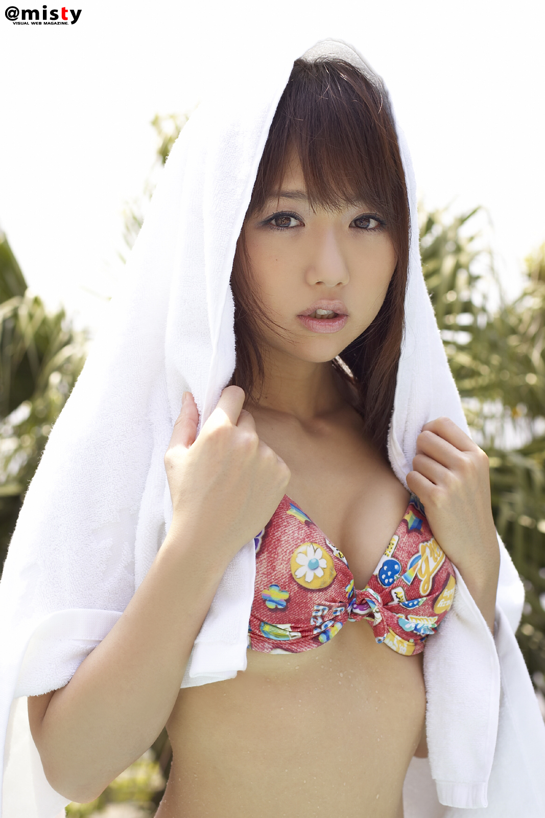 amano ai (model), pure idol, highres, photo (medium), bikini, swimsuit, towel
