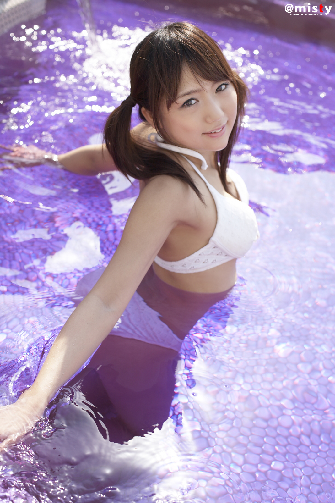 amano ai (model), pure idol, highres, photo (medium), bikini, swimsuit, twintails