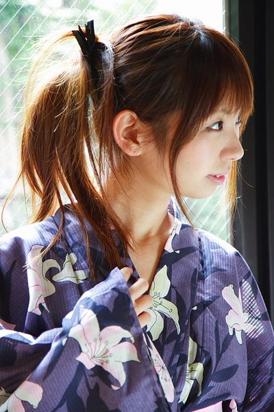 photo (medium), tagme, 1girl, dress, female focus, garden project, japanese clothes, kimono, kisaki mirin, print dress, print kimono, solo