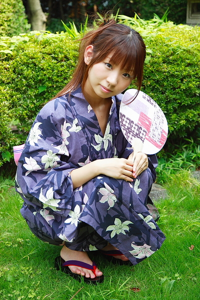 photo (medium), garden project, hand fan, japanese clothes, kimono, kisaki mirin, sandals