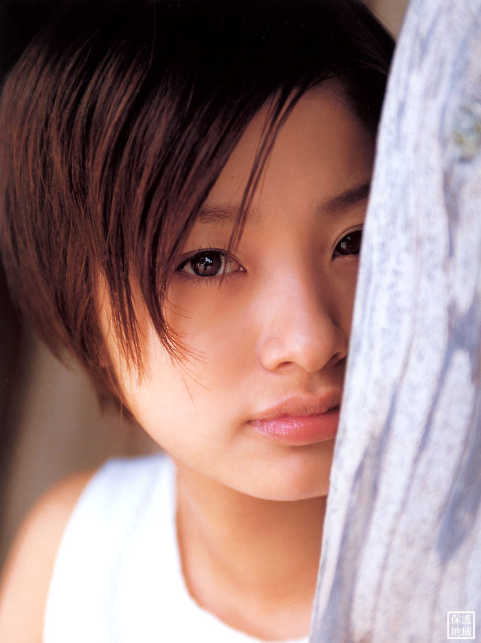 ueto aya, photo (medium), tagme, 1girl, asian, blurry, brown eyes, brown hair, close-up, depth of field, dress, female focus, japanese (nationality), lips, looking at viewer, short hair, solo, sundress