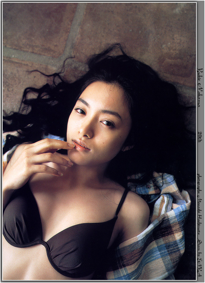 nakama yukie, photo (medium), bikini, open clothes, open shirt, shirt, swimsuit