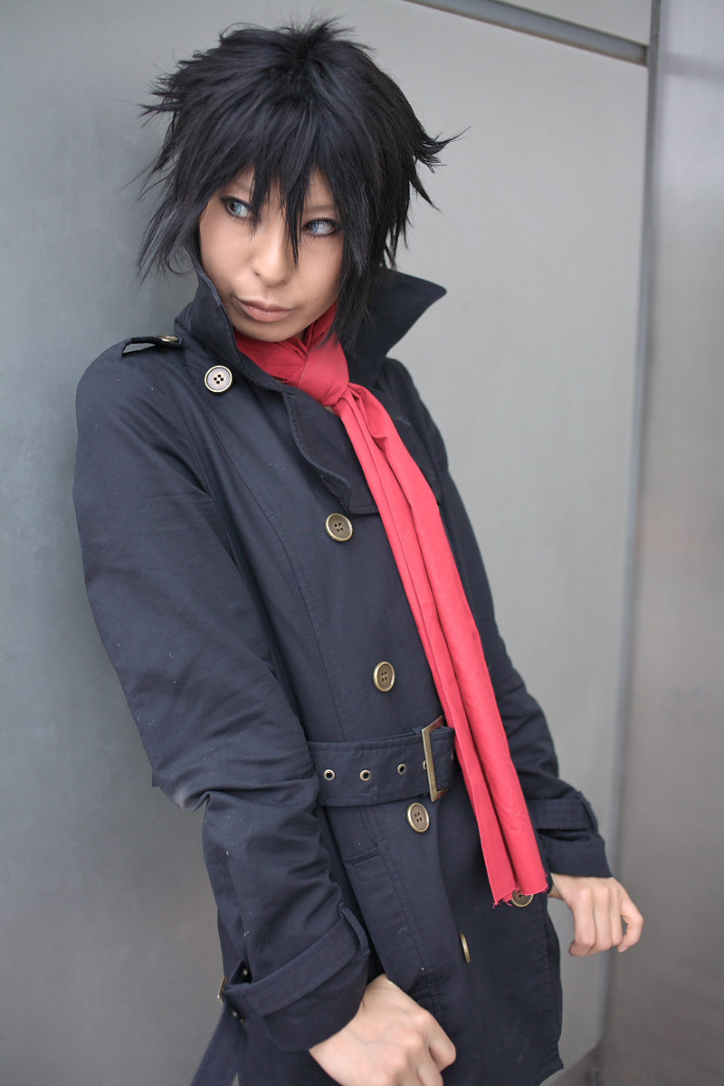 ari (model), character request, highres, photo (medium), source request, coat, cosplay, necktie, overcoat
