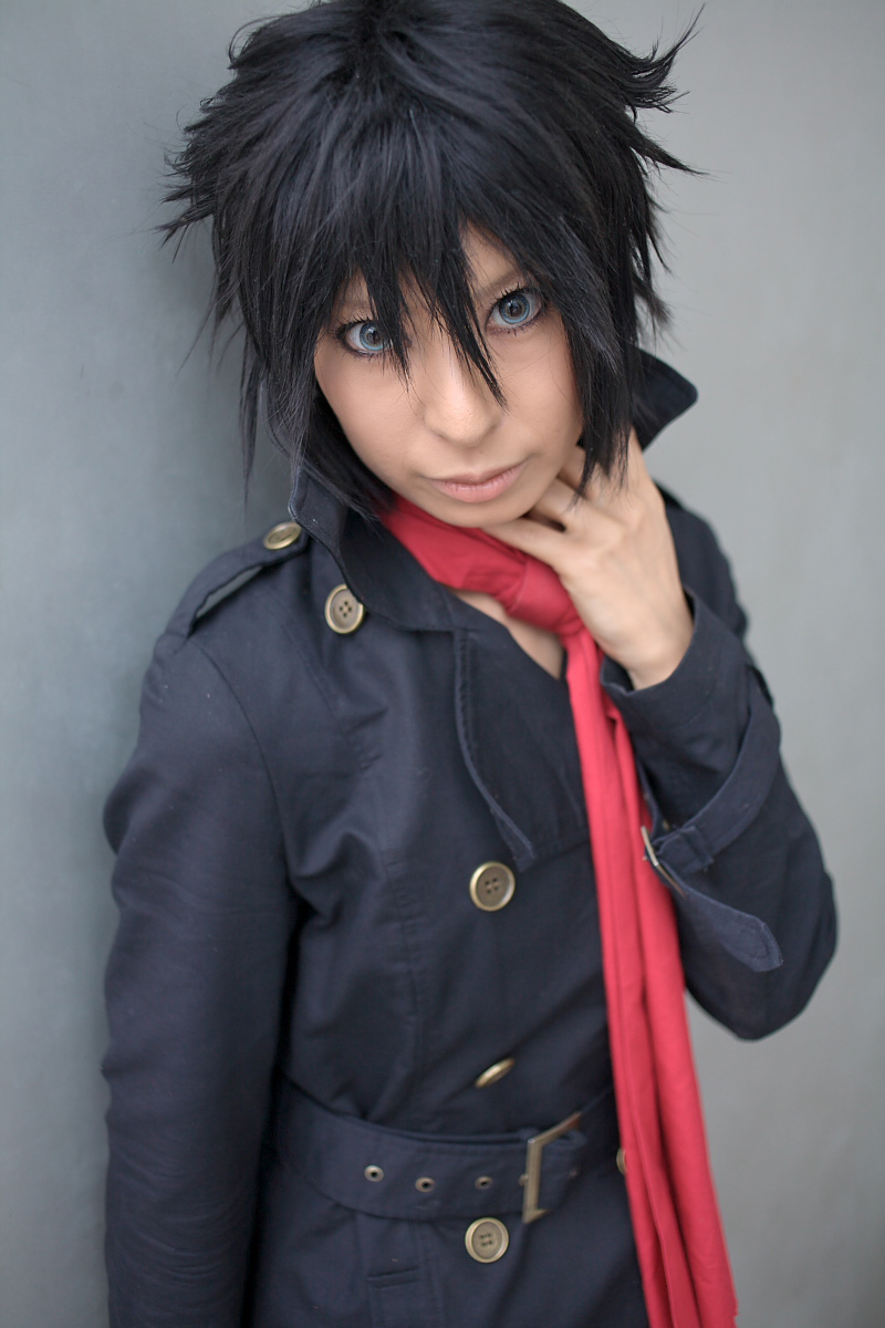 ari (model), character request, highres, photo (medium), source request, coat, cosplay, necktie, overcoat