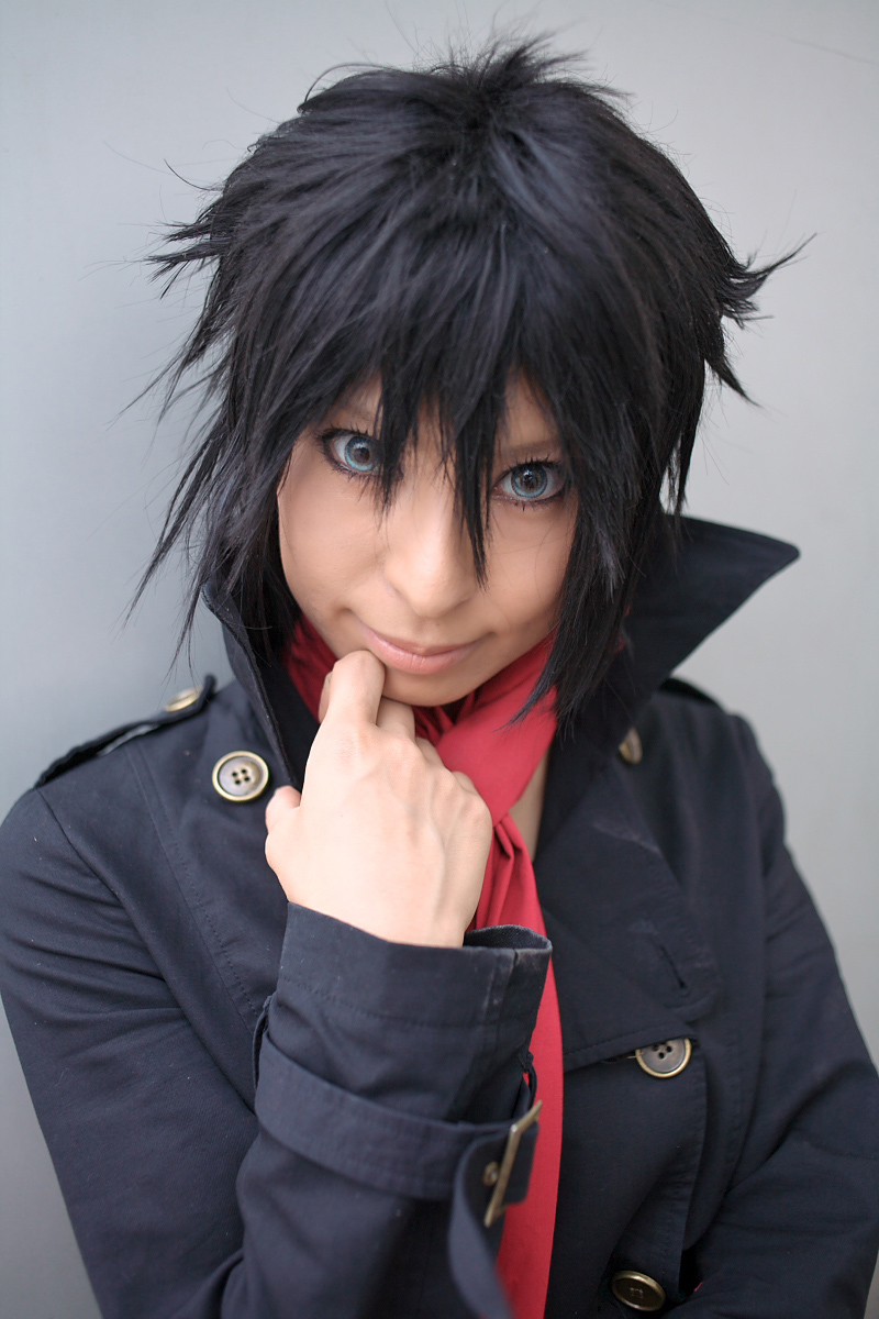 ari (model), character request, highres, photo (medium), source request, coat, cosplay, necktie, overcoat