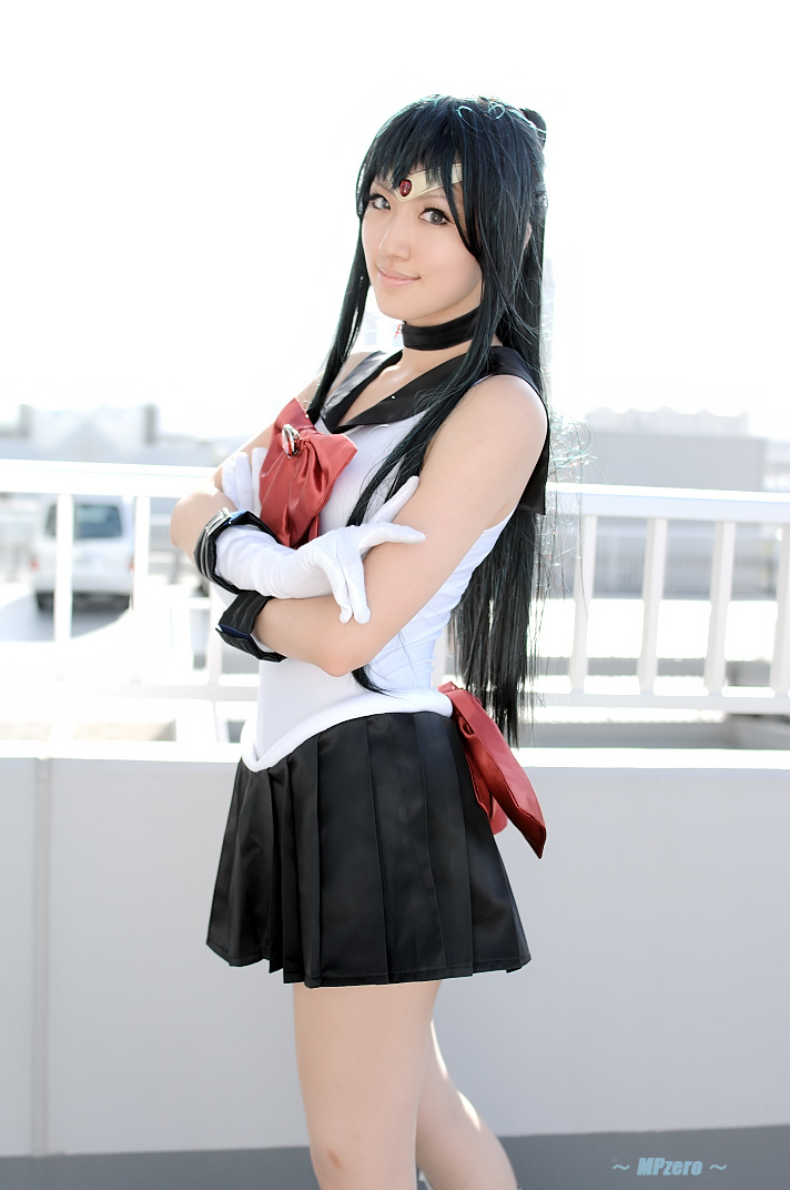 meiou setsuna, sailor pluto, bishoujo senshi sailor moon, photo (medium), choker, cosplay, gloves, sailor, sailor senshi uniform, school uniform, serafuku, tiara