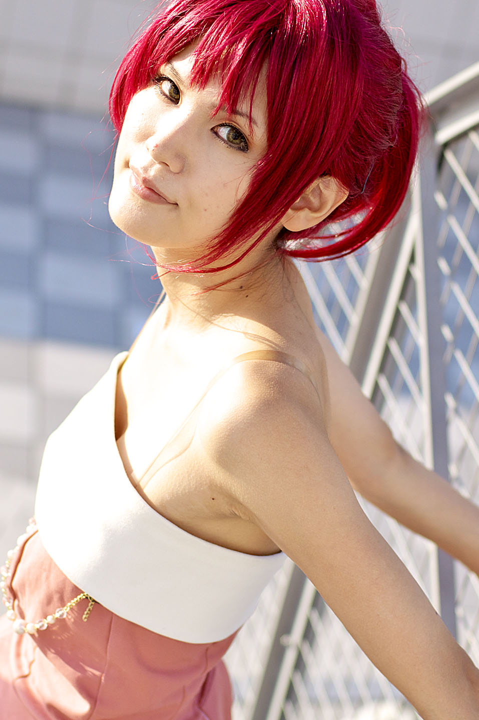 hino kahoko, kiniro no corda, highres, photo (medium), cosplay, evening gown, kouzuki suzuka, red hair