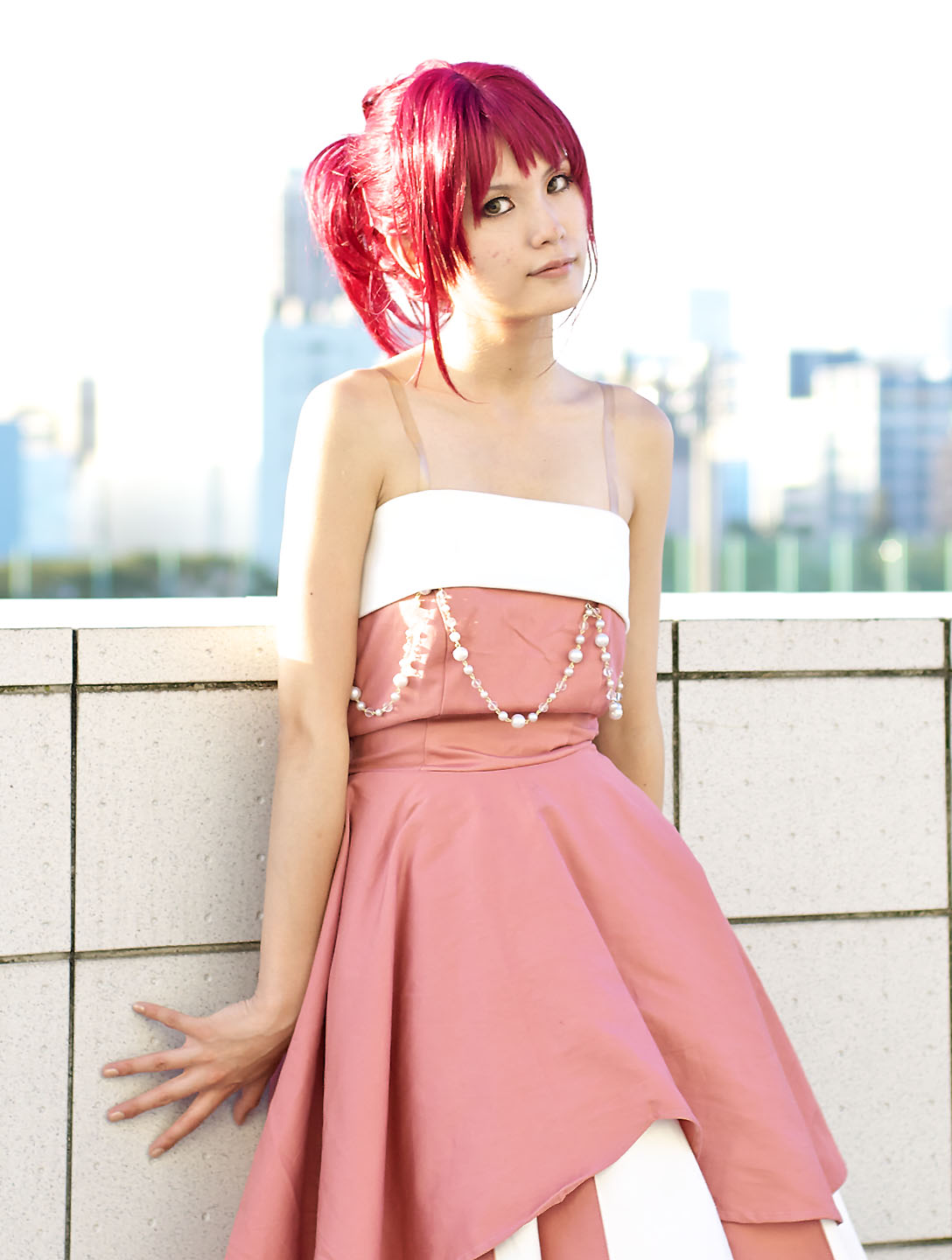 hino kahoko, kiniro no corda, highres, photo (medium), cosplay, evening gown, kouzuki suzuka, red hair