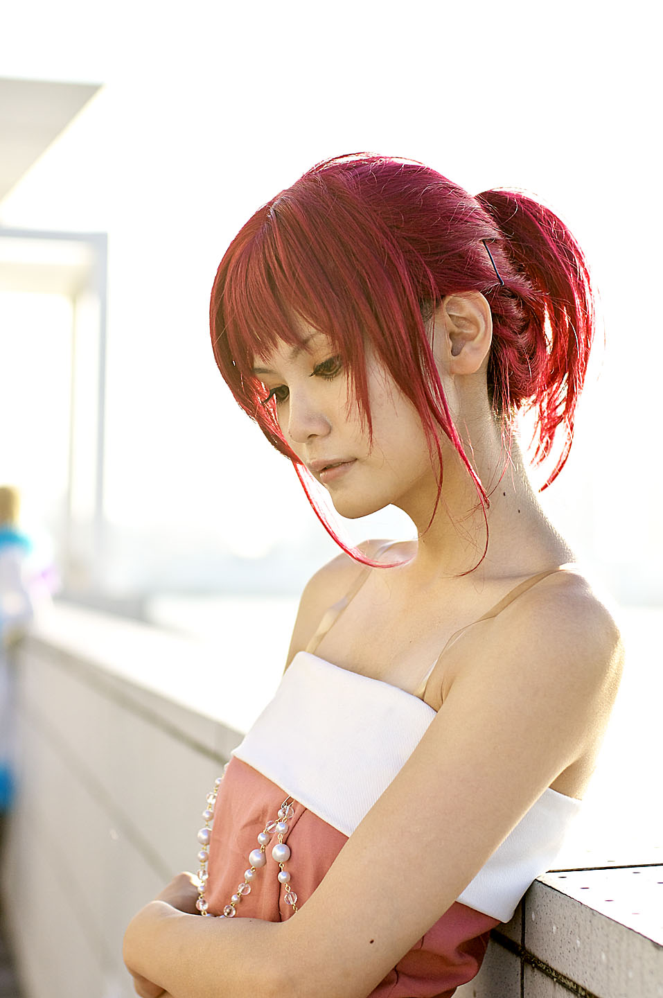hino kahoko, kiniro no corda, highres, photo (medium), cosplay, evening gown, kouzuki suzuka, red hair