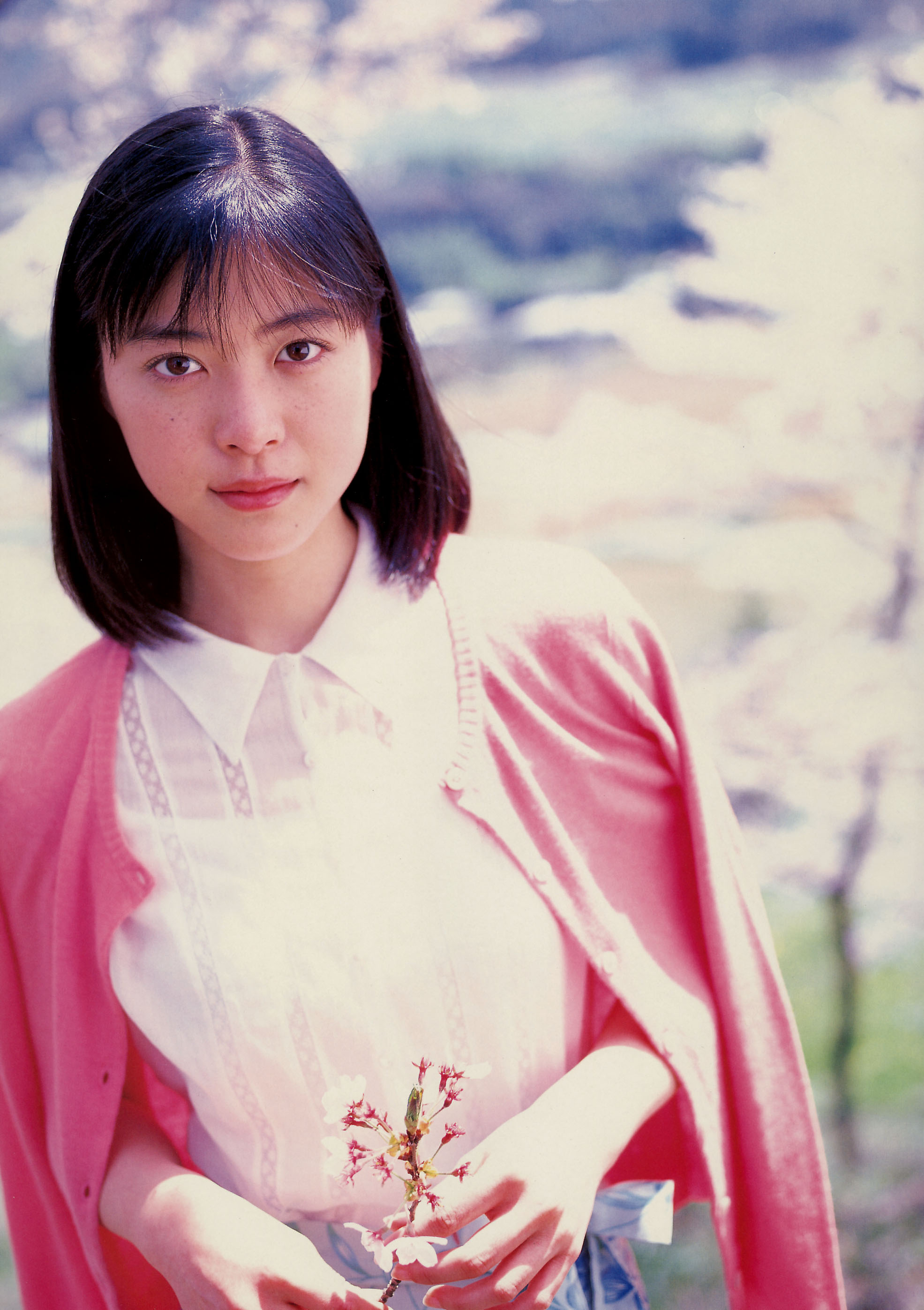 ueno juri, juri first, absurdres, highres, photo (medium), blouse, cardigan, shirt, skirt