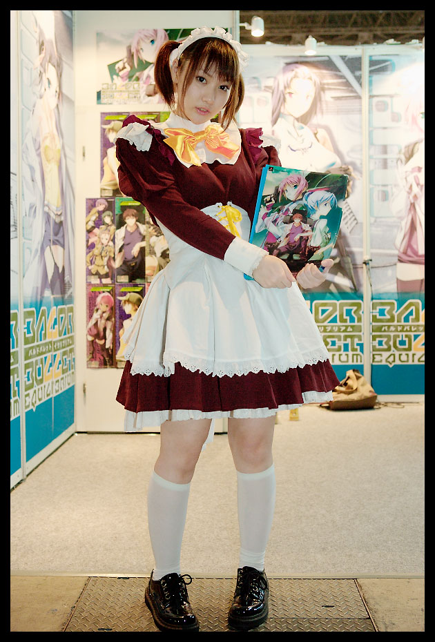 konatsu minato, photo (medium), apron, cosplay, kneehighs, maid, maid apron, socks, twintails