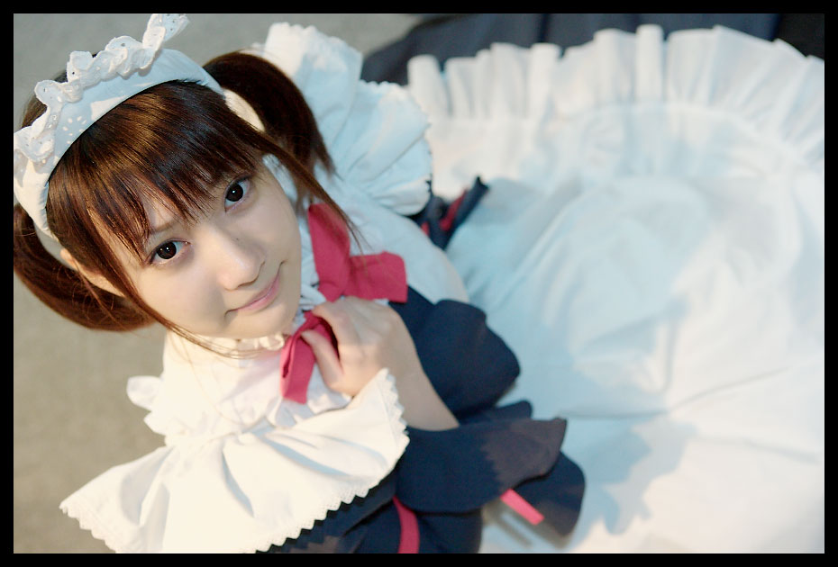 konatsu minato, photo (medium), apron, cosplay, maid, maid apron, twintails