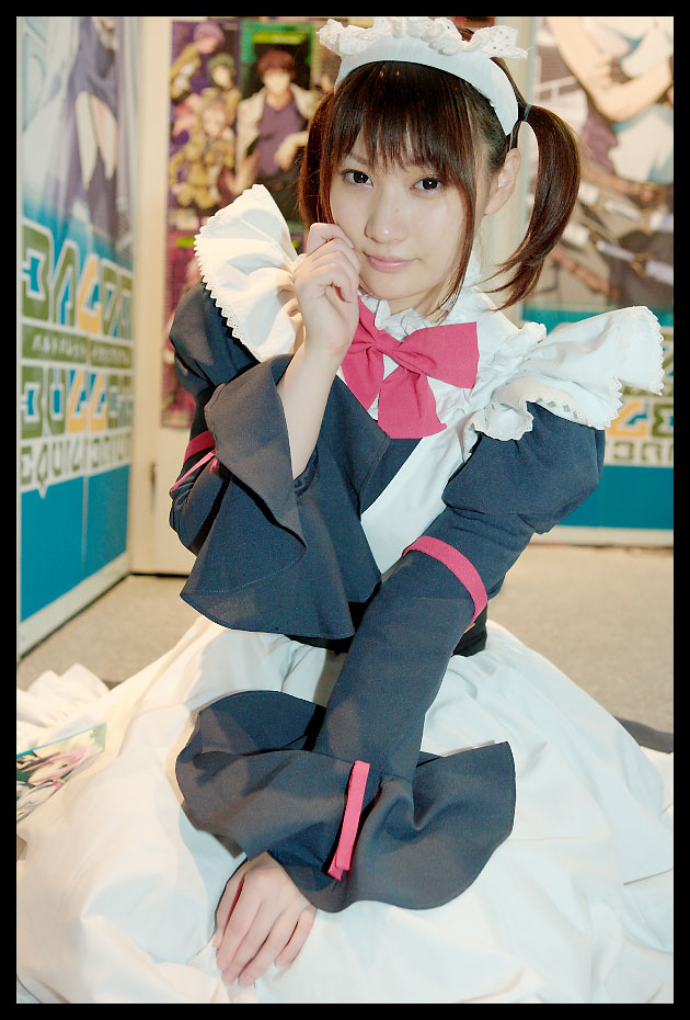 konatsu minato, photo (medium), apron, cosplay, maid, maid apron, twintails