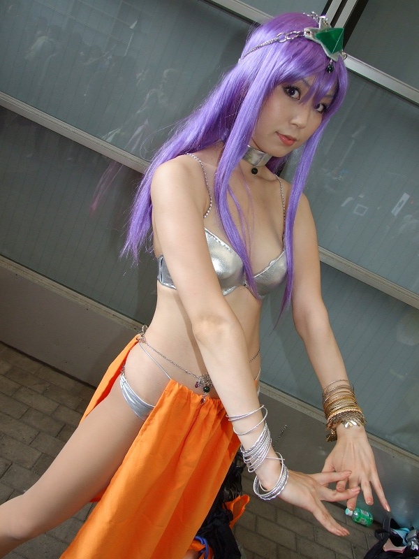 manya (dq4), tachibana ren (cosplayer), chunsoft, dragon quest, dragon quest iv, enix, photo (medium), bra, cosplay, lingerie, manya (cosplay), purple hair, tiara, underwear