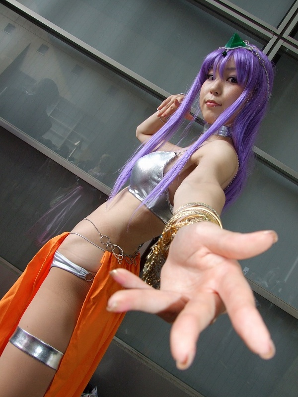 manya (dq4), tachibana ren (cosplayer), chunsoft, dragon quest, dragon quest iv, enix, photo (medium), bra, cosplay, lingerie, manya (cosplay), purple hair, tiara, underwear