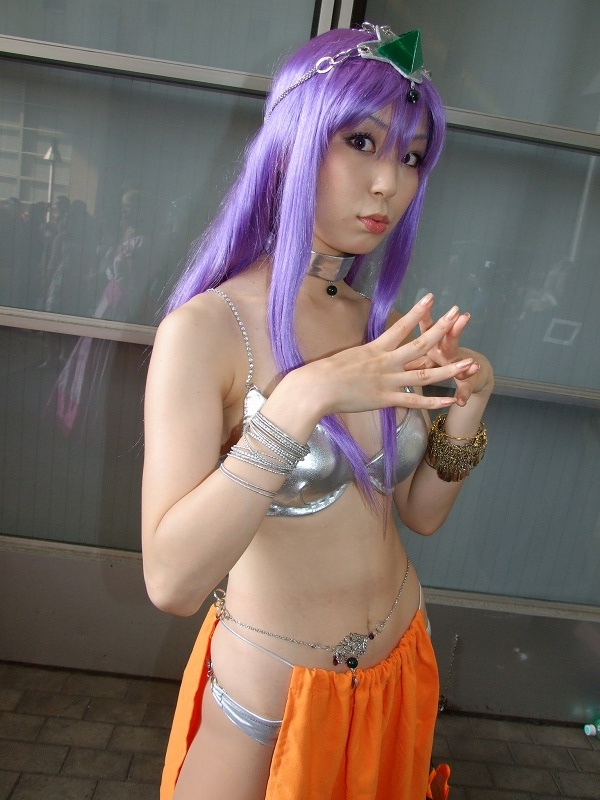manya (dq4), tachibana ren (cosplayer), chunsoft, dragon quest, dragon quest iv, enix, photo (medium), bra, cosplay, lingerie, manya (cosplay), purple hair, tiara, underwear