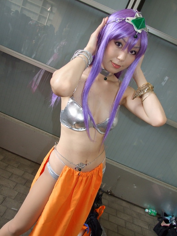manya (dq4), tachibana ren (cosplayer), chunsoft, dragon quest, dragon quest iv, enix, photo (medium), bra, cosplay, lingerie, manya (cosplay), purple hair, tiara, underwear