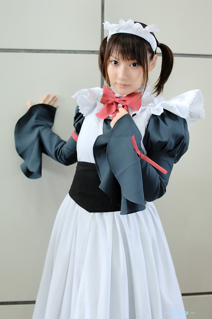 konatsu minato, photo (medium), apron, cosplay, maid, maid apron, twintails