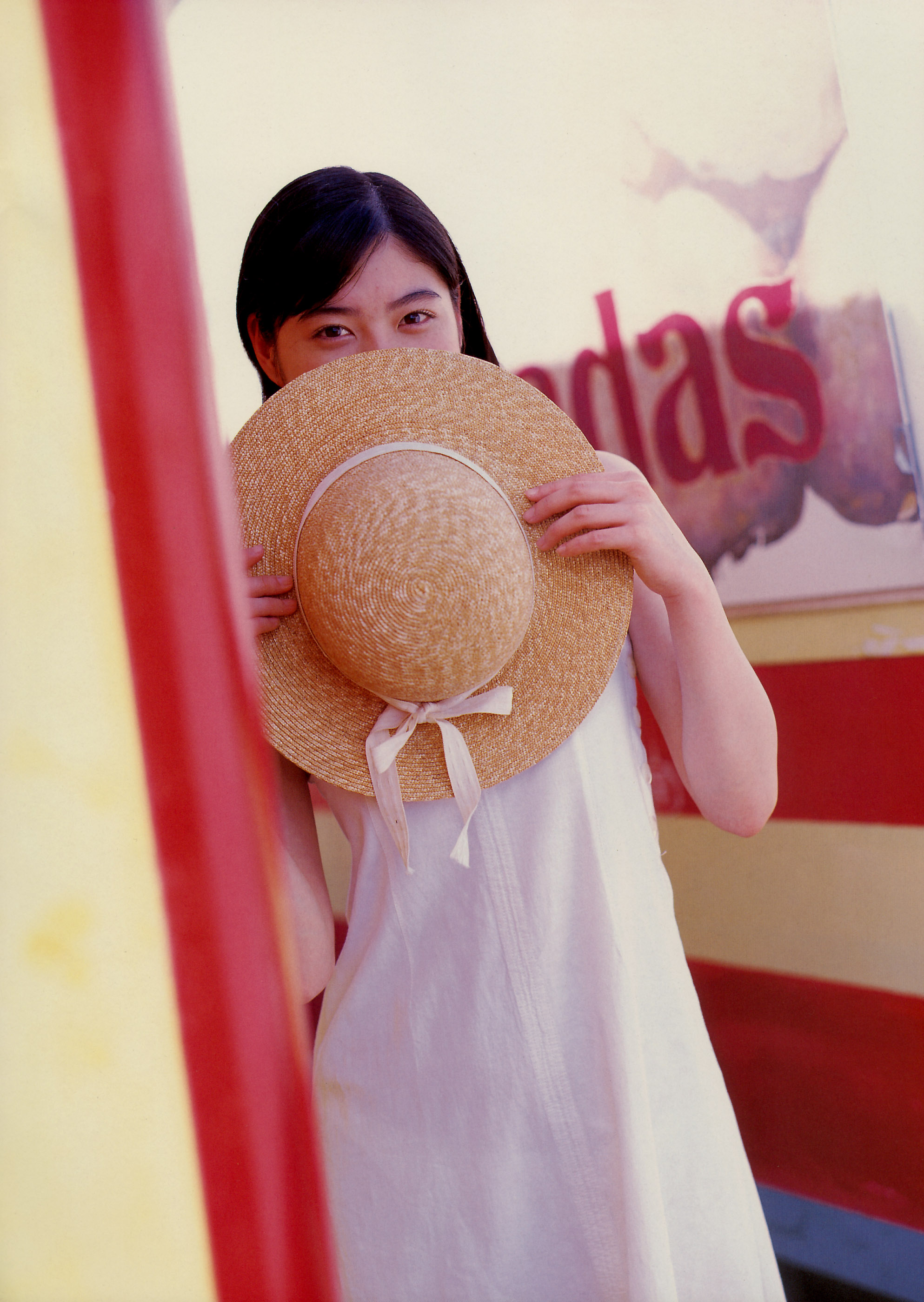 ueno juri, juri first, absurdres, highres, photo (medium), dress, hat, straw hat, sundress