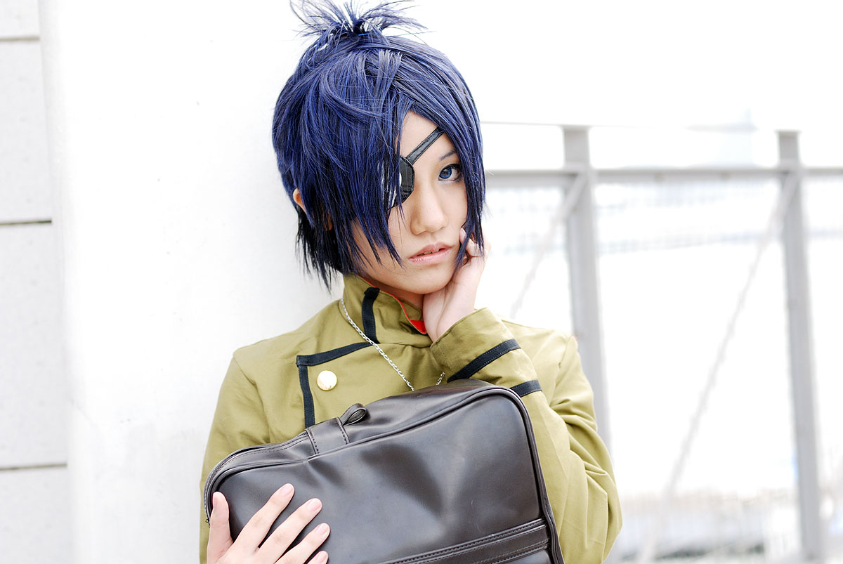 isumi (i-spixi), chrome dokuro, katekyo hitman reborn!, photo (medium), 1girl, blue hair, cosplay, eyepatch, female focus, solo