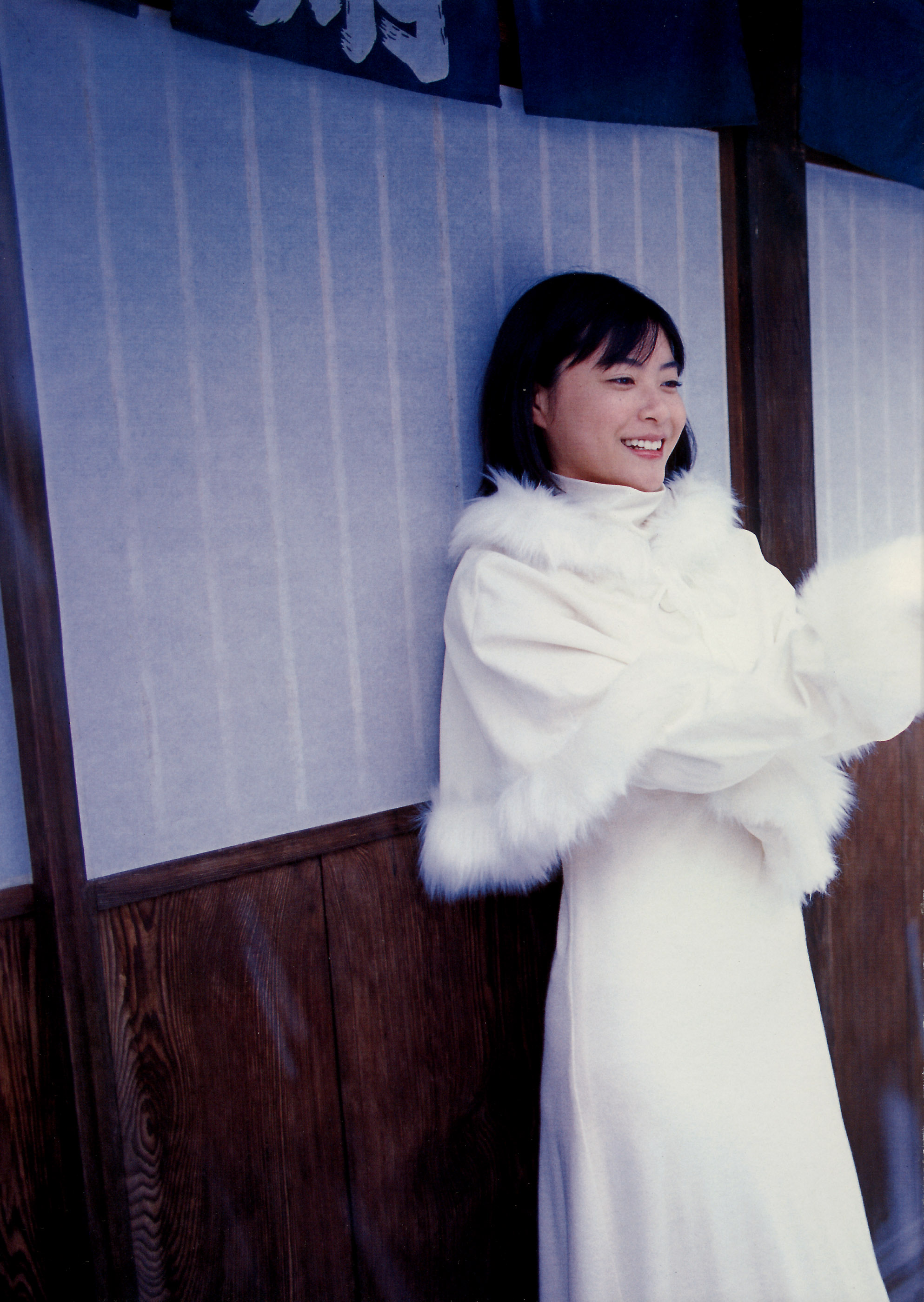 ueno juri, juri first, absurdres, highres, photo (medium), gloves, long skirt, shawl, skirt, turtleneck