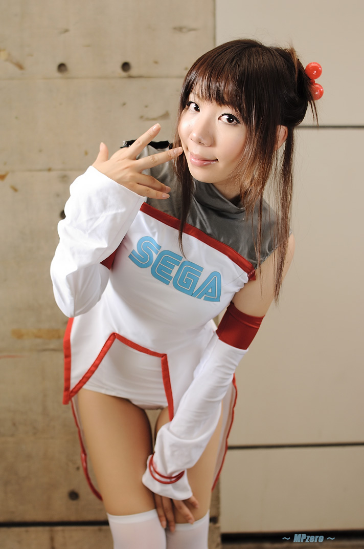 wataame (green tea), sega, character request, photo (medium), source request, cosplay, detached sleeves, leotard, pantyhose, thighhighs