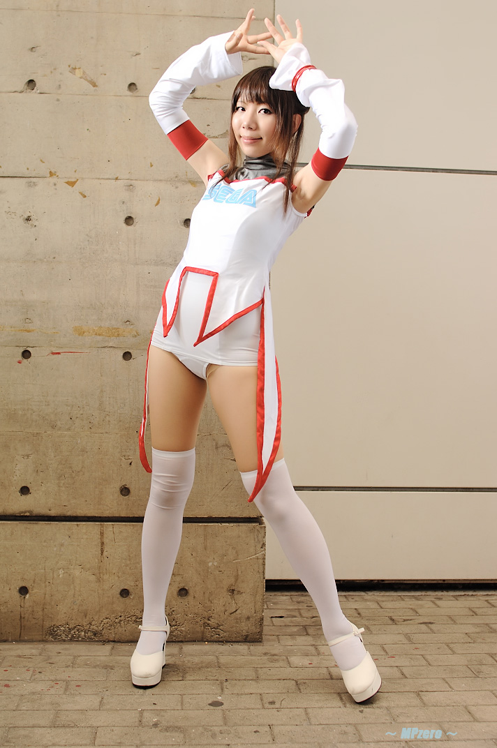 wataame (green tea), sega, character request, photo (medium), source request, cosplay, detached sleeves, leotard, pantyhose, thighhighs